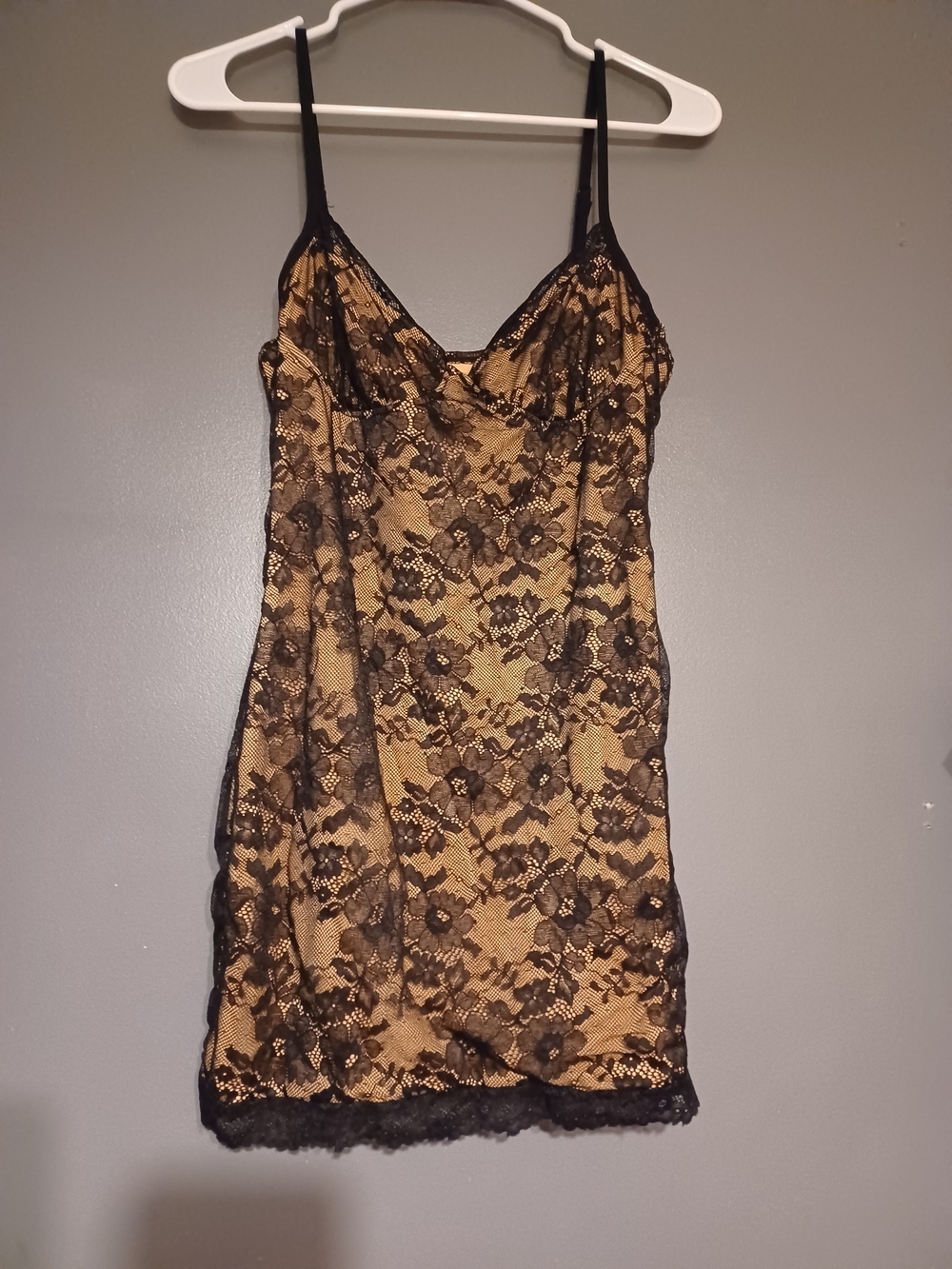 Black Lace Overlay Chemise Slip - Women Intimates
